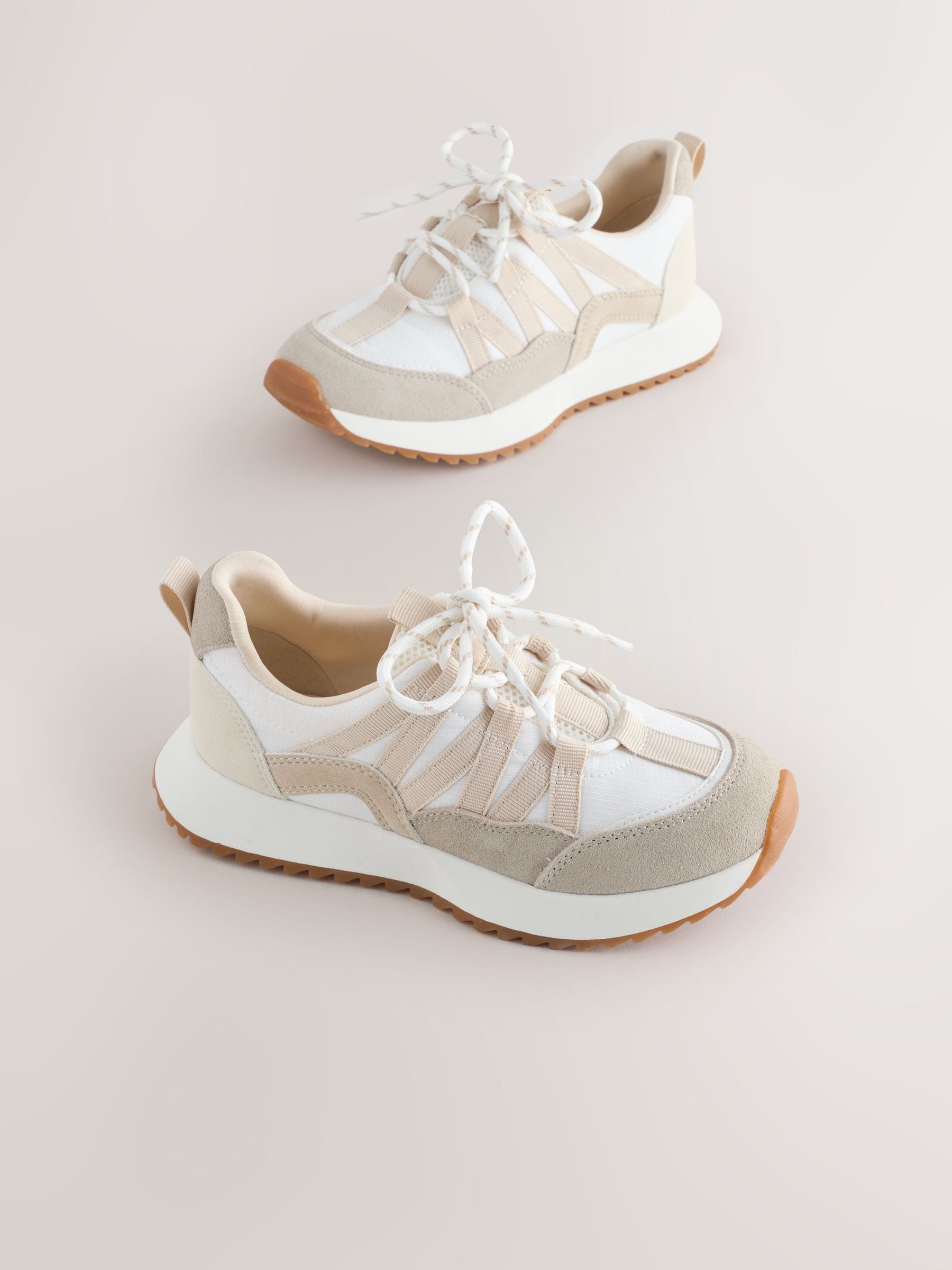 Neutral Lace- Up Trainers image 1