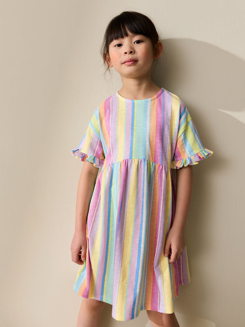 Rainbow Stripe Short Sleeve Jersey Dress (3-16yrs) image 1