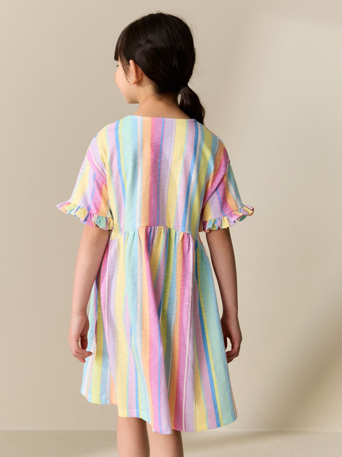 Rainbow Stripe Short Sleeve Jersey Dress (3-16yrs) image 3