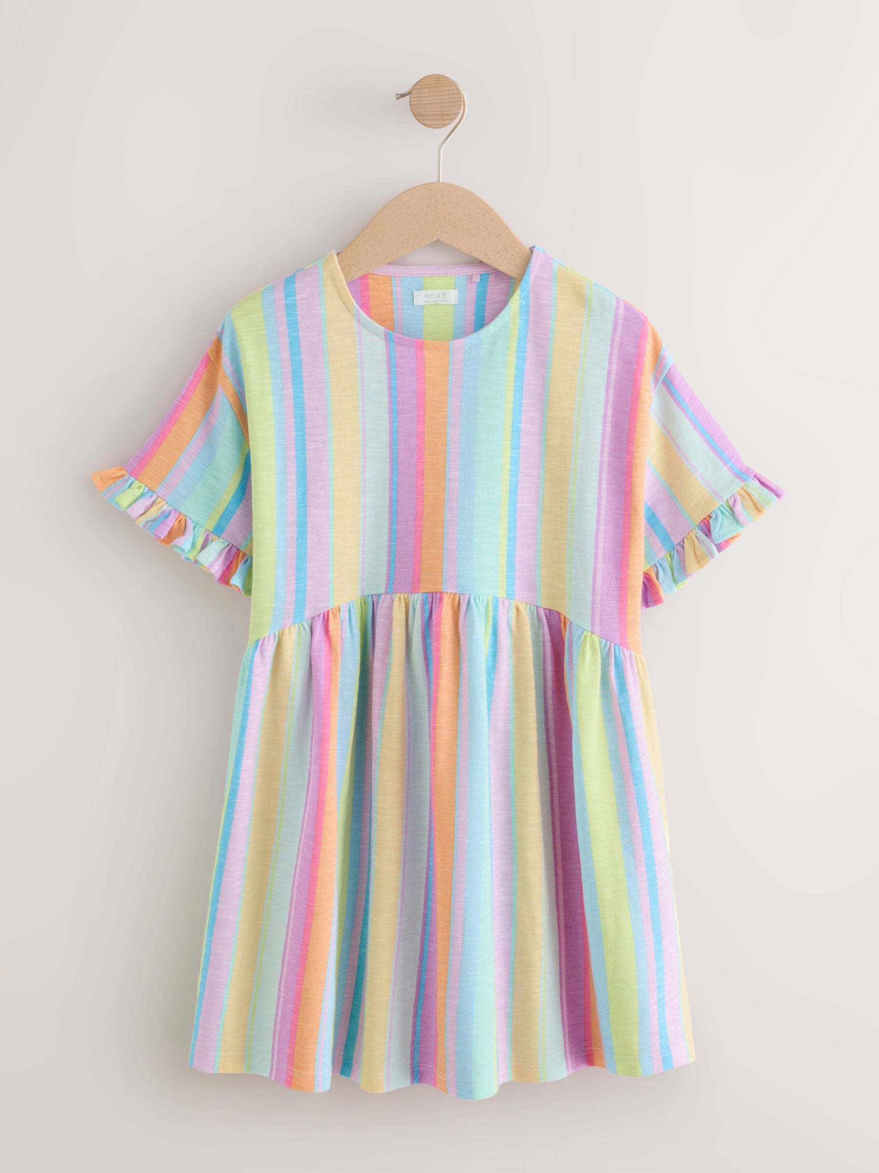 Rainbow Stripe Short Sleeve Jersey Dress (3-16yrs) image 4