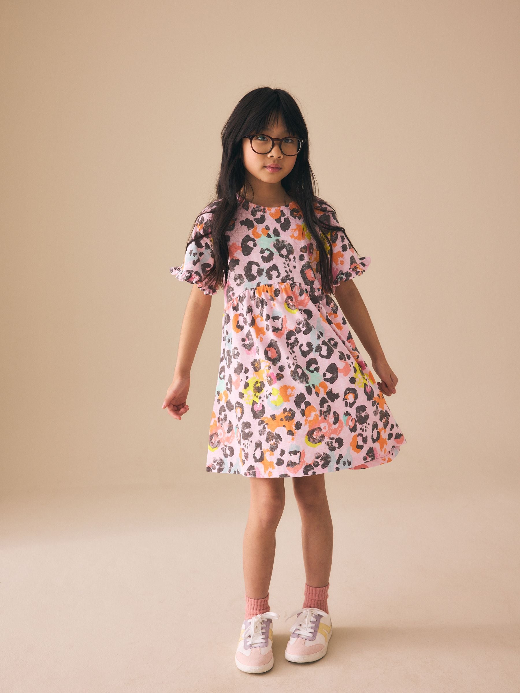 Pink Animal Short Sleeve Jersey Dress (3-16yrs) image 2
