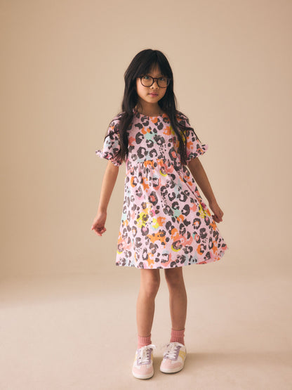 Pink Animal Short Sleeve Jersey Dress (3-16yrs) image 2