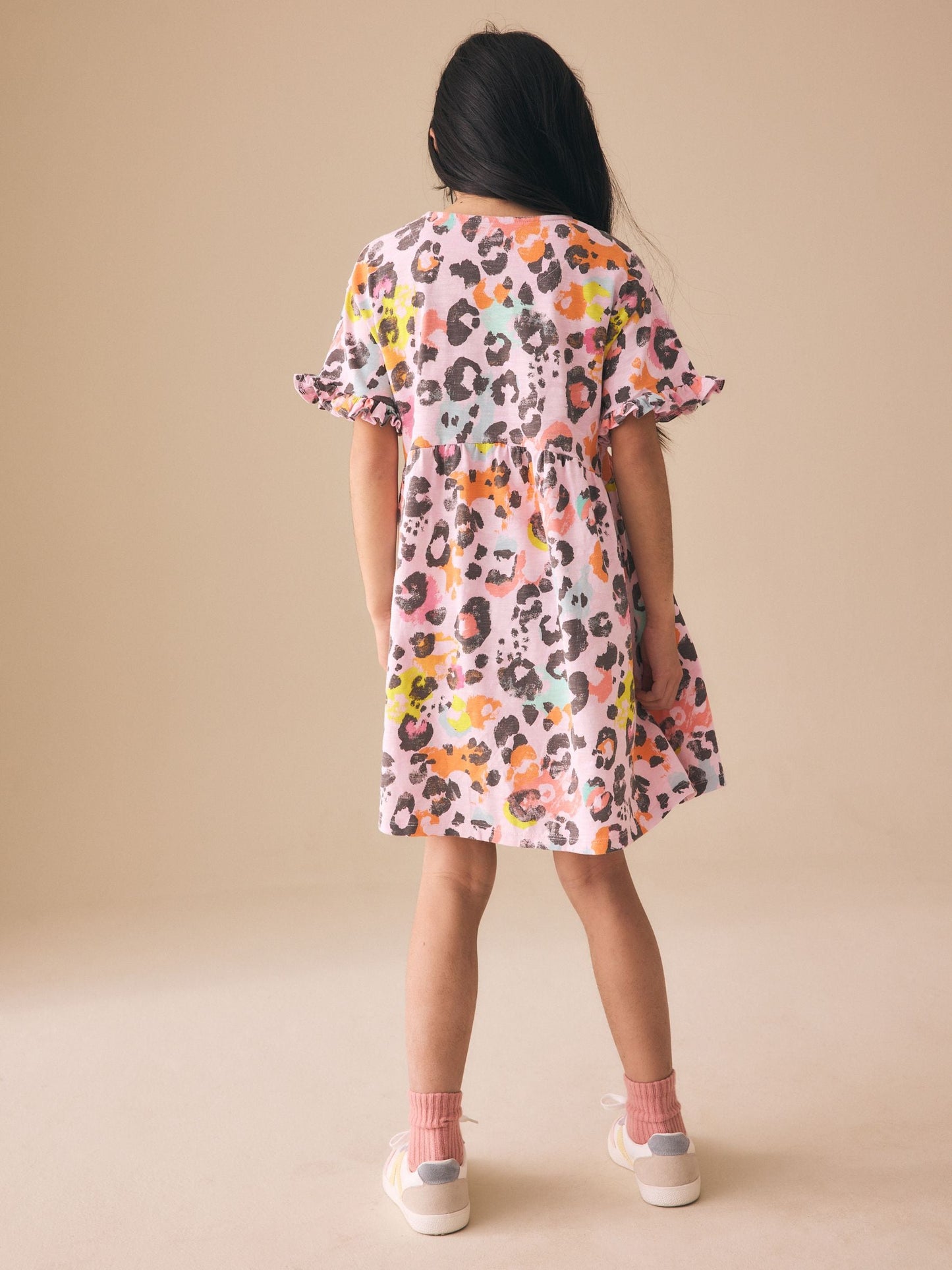 Pink Animal Short Sleeve Jersey Dress (3-16yrs) image 3