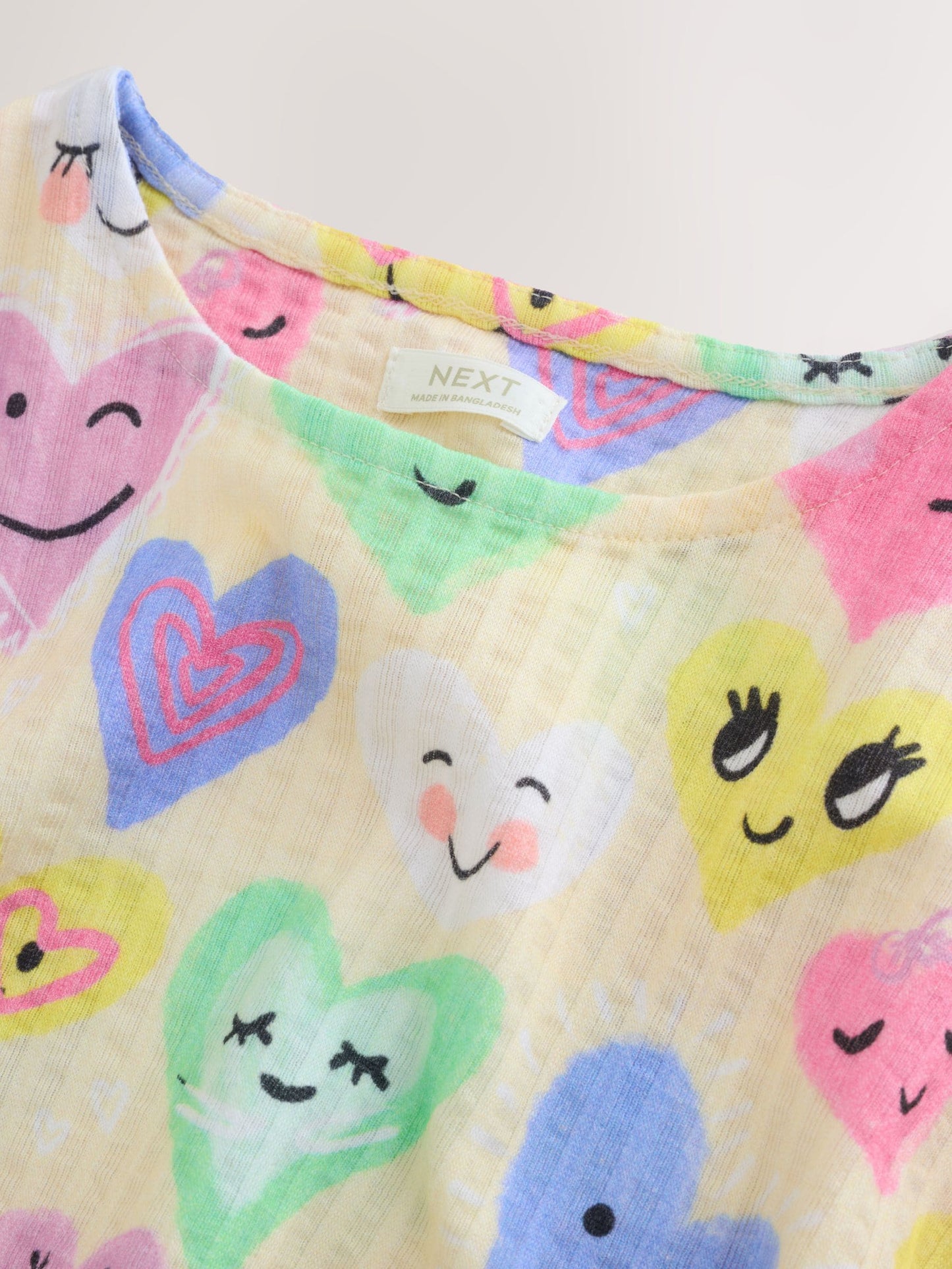 Light Yellow Heart Print Short Sleeve Jersey Dress (3-16yrs) image 7