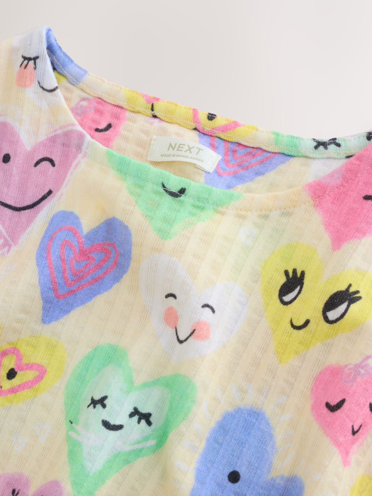 Dsiney Kidz - Light Yellow Heart Print Short Sleeve Jersey Dress (3-16yrs) image 7