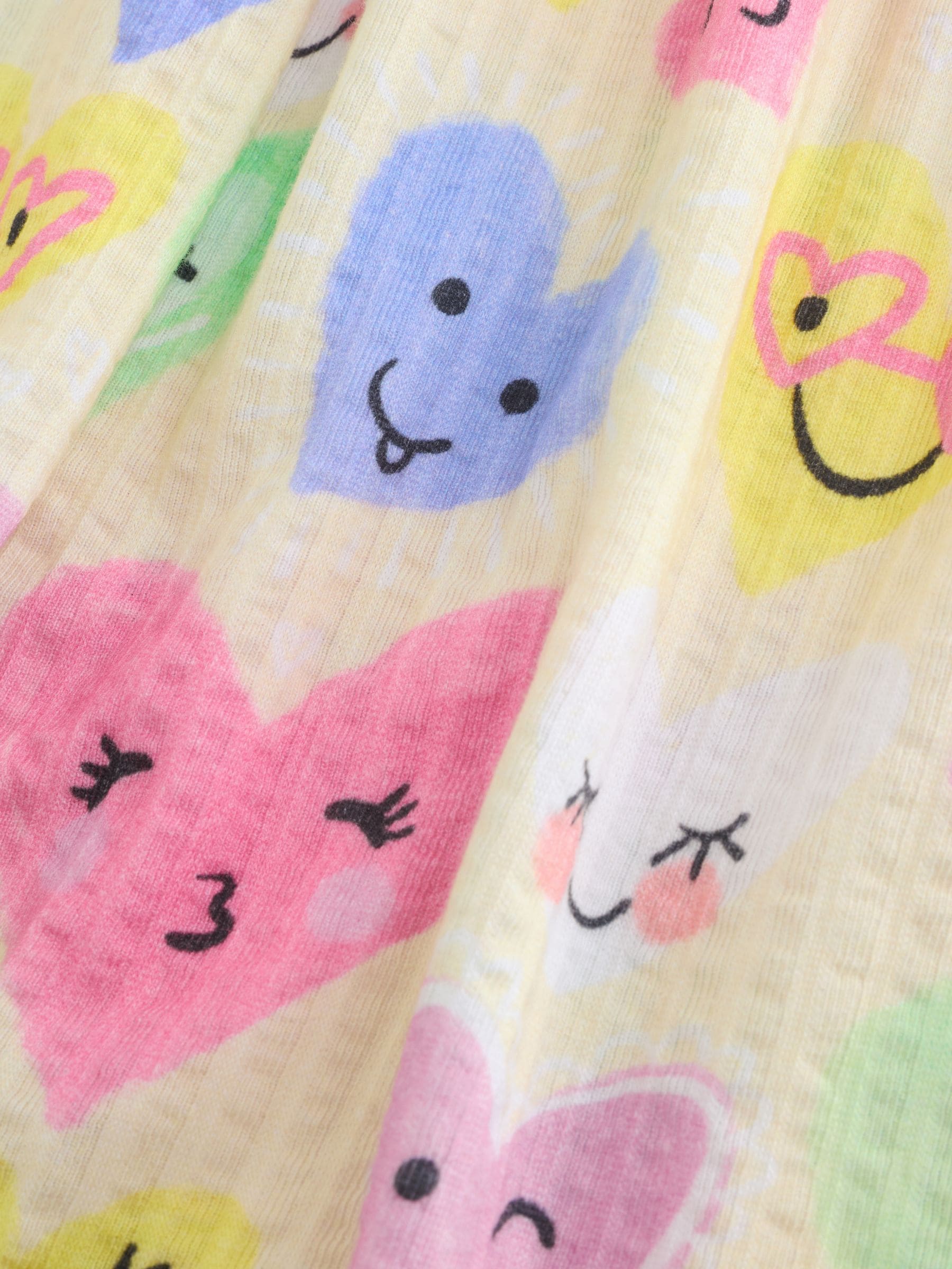 Light Yellow Heart Print Short Sleeve Jersey Dress (3-16yrs) image 8