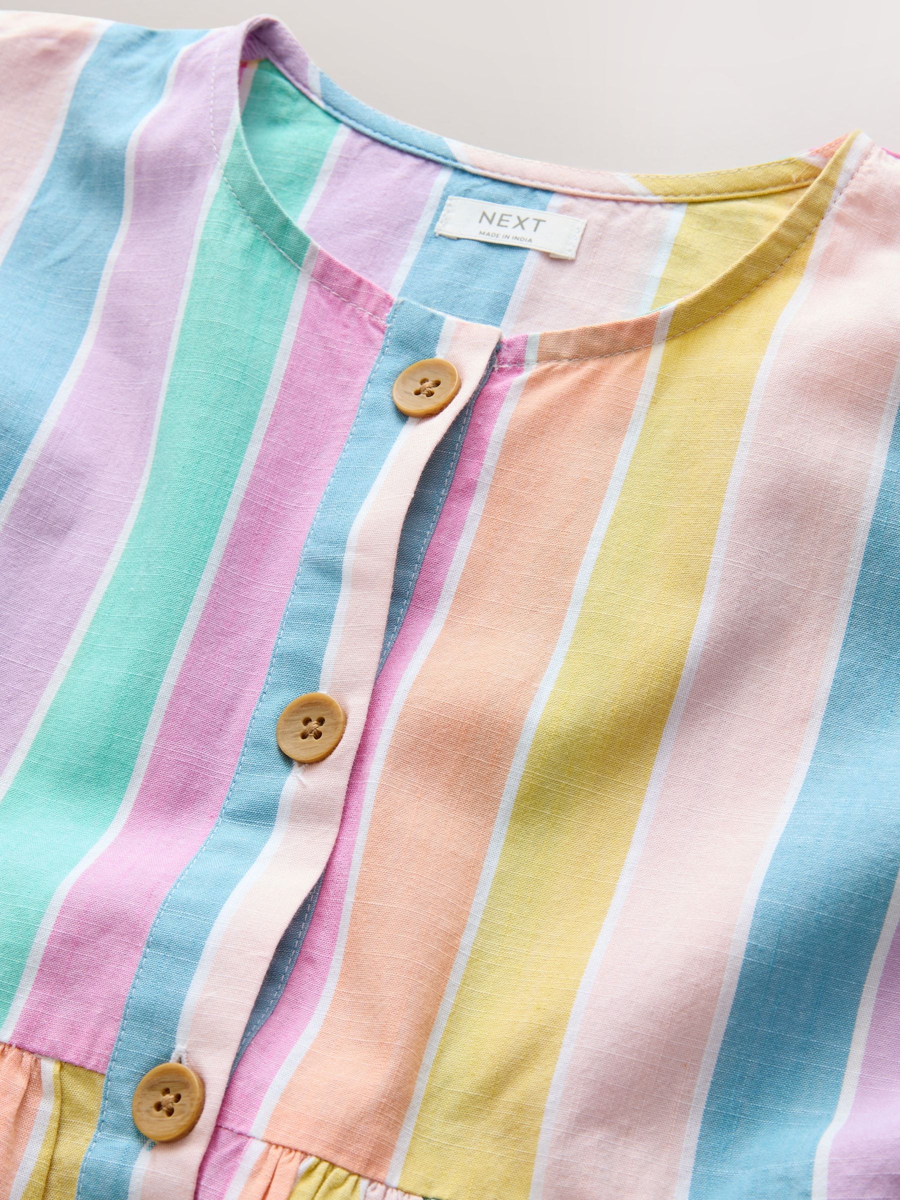 Rainbow Stripe Short Sleeve Button Through Dress (3-16yrs) image 7