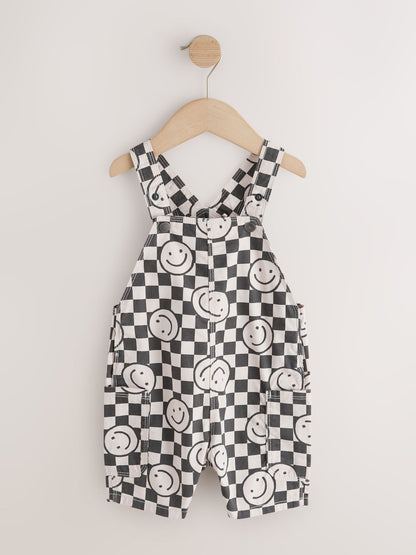 Black/Neutral Happy Face Checkerboard Dungarees (3mths-7yrs) image 6