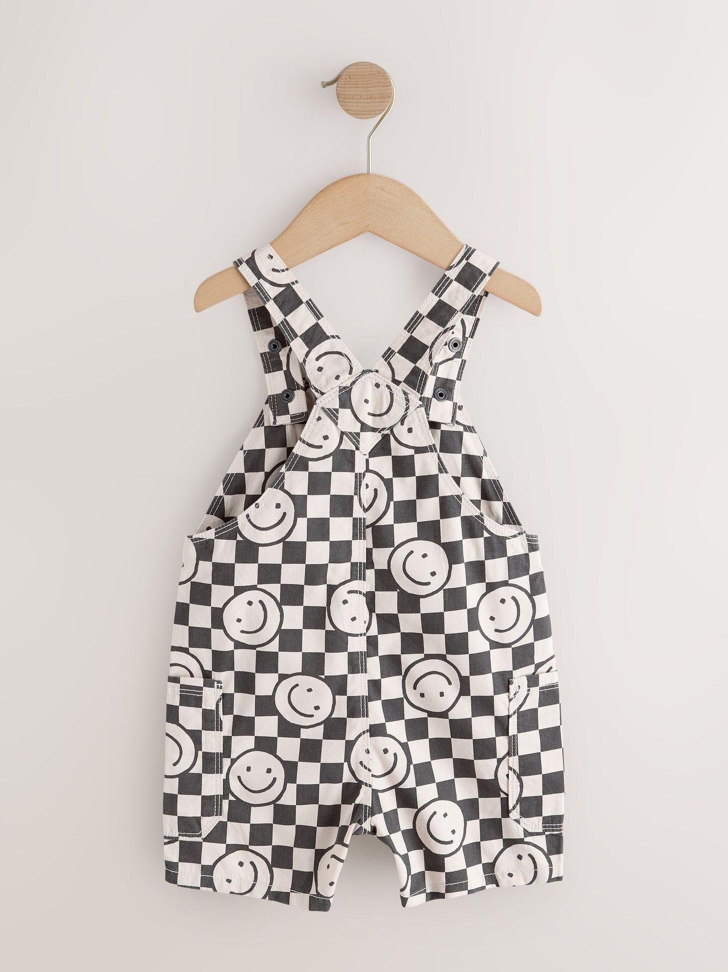 Black/Neutral Happy Face Checkerboard Dungarees (3mths-7yrs) image 7