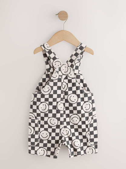 Black/Neutral Happy Face Checkerboard Dungarees (3mths-7yrs) image 7