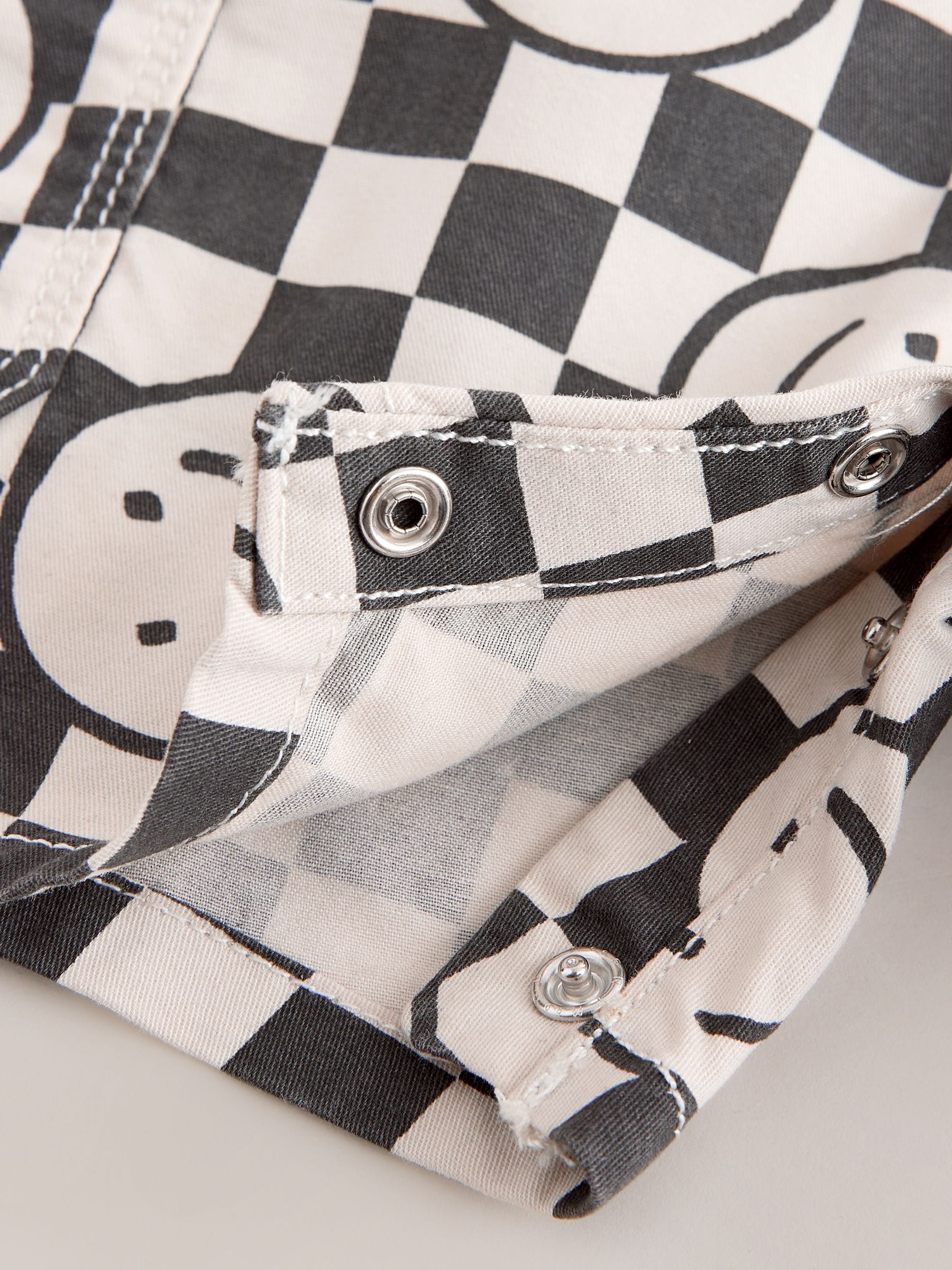 Black/Neutral Happy Face Checkerboard Dungarees (3mths-7yrs) image 8