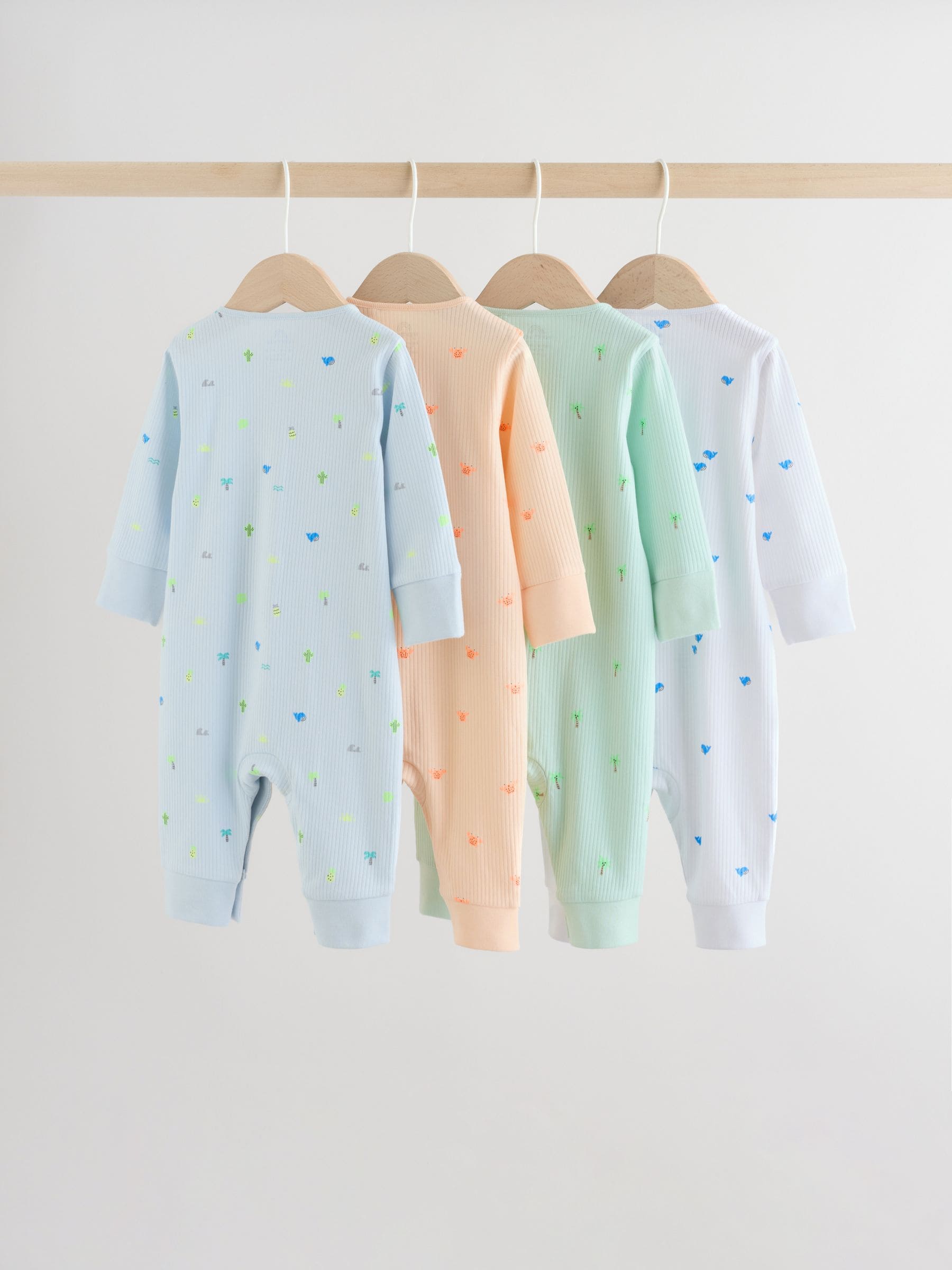 Multi Print Baby Sleepsuits 4 Pack (0mths-3yrs) image 7
