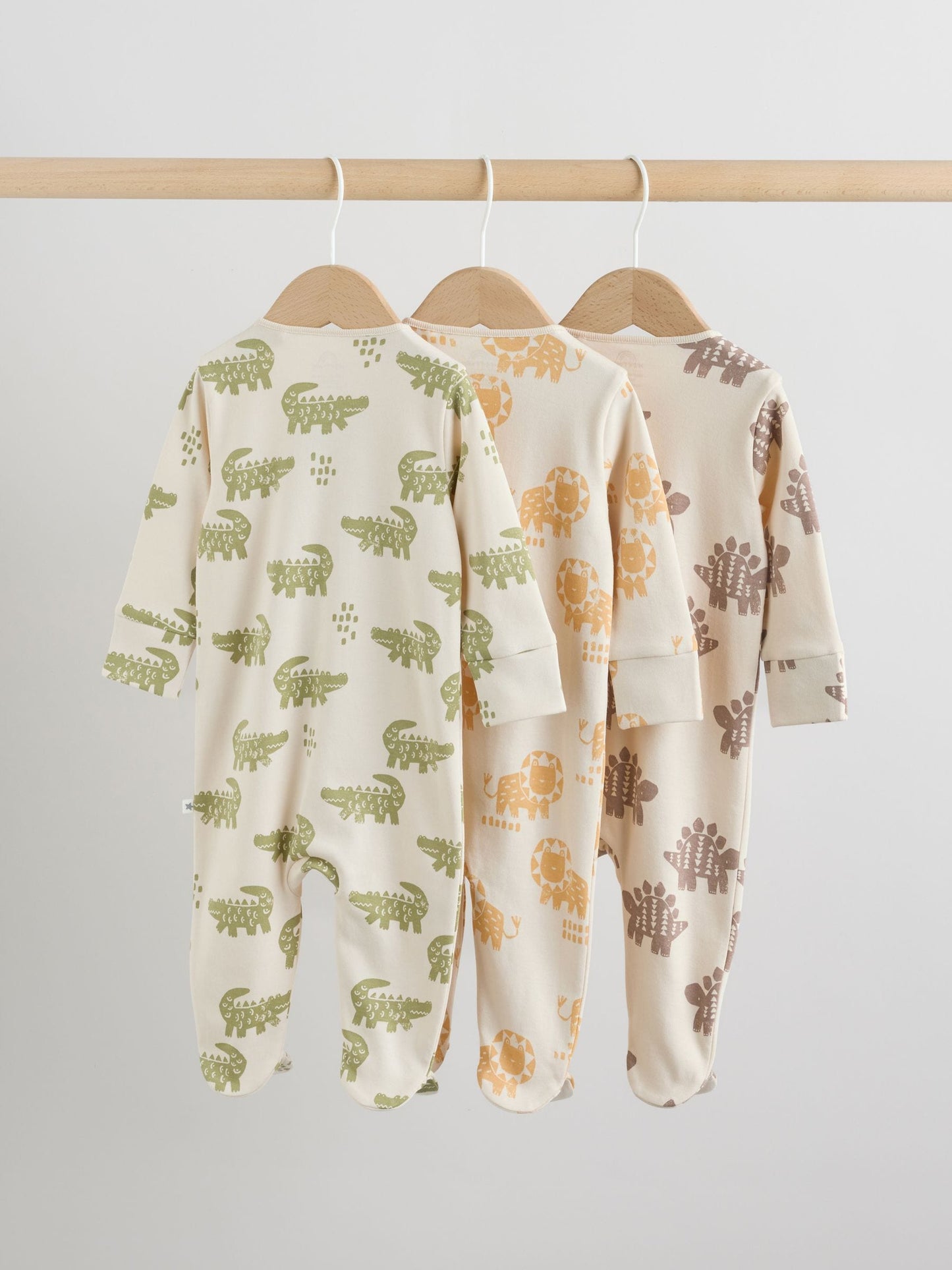 Multi Safari Two Way Zip Baby Sleepsuits 3 Pack (0mths-2yrs) image 2