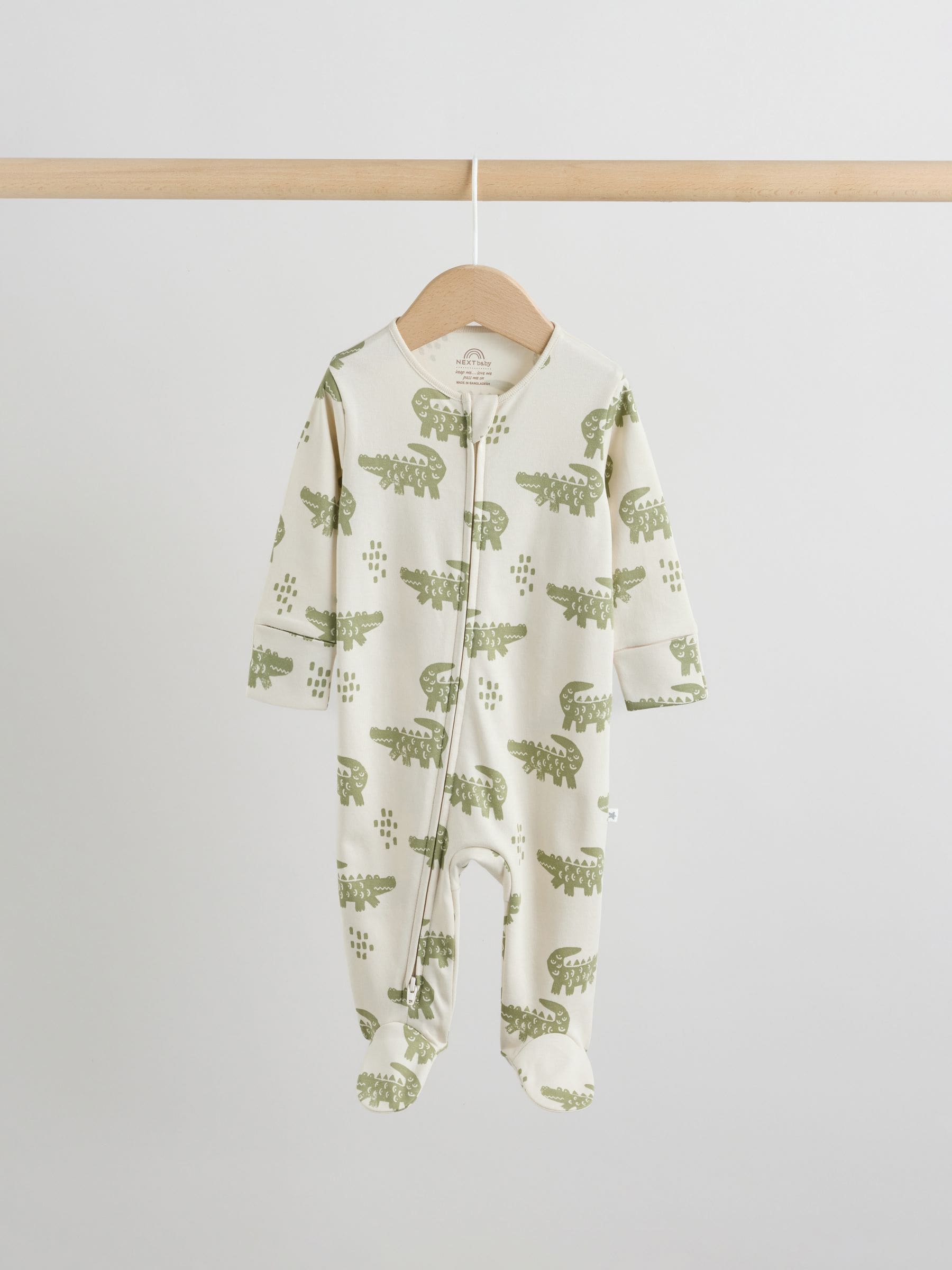 Multi Safari Two Way Zip Baby Sleepsuits 3 Pack (0mths-2yrs) image 3