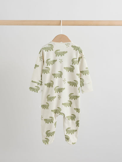 Multi Safari Two Way Zip Baby Sleepsuits 3 Pack (0mths-2yrs) image 4