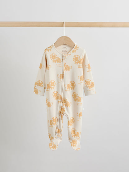 Multi Safari Two Way Zip Baby Sleepsuits 3 Pack (0mths-2yrs) image 6