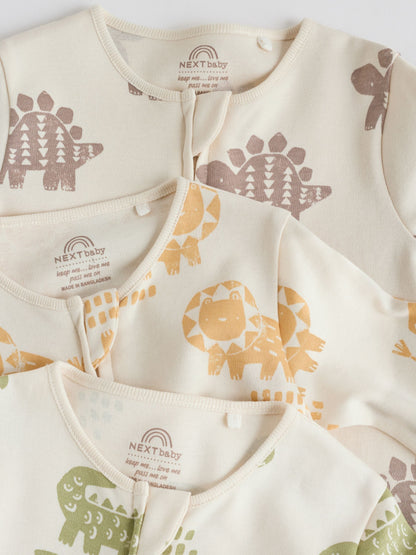 Multi Safari Two Way Zip Baby Sleepsuits 3 Pack (0mths-2yrs) image 8