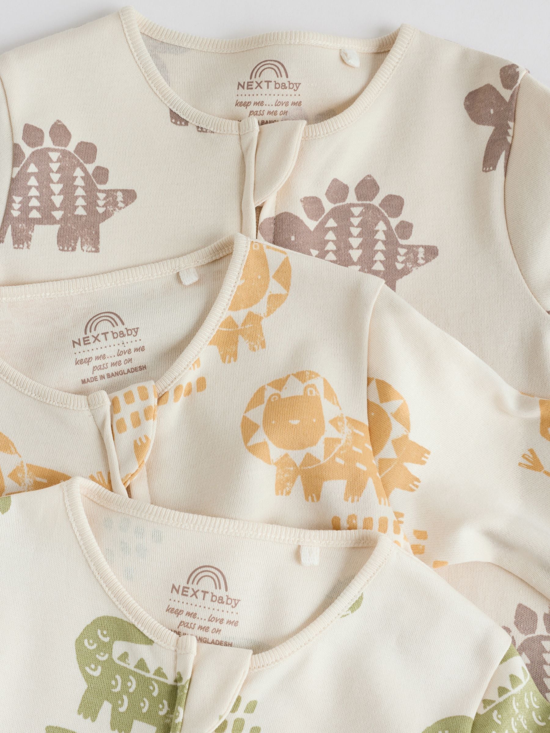 Multi Safari Two Way Zip Baby Sleepsuits 3 Pack (0mths-2yrs) image 8