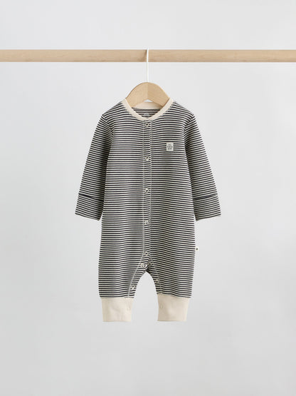 Monochrome Waffle Baby Sleepsuits 3 Pack (0mths-3yrs) image 6