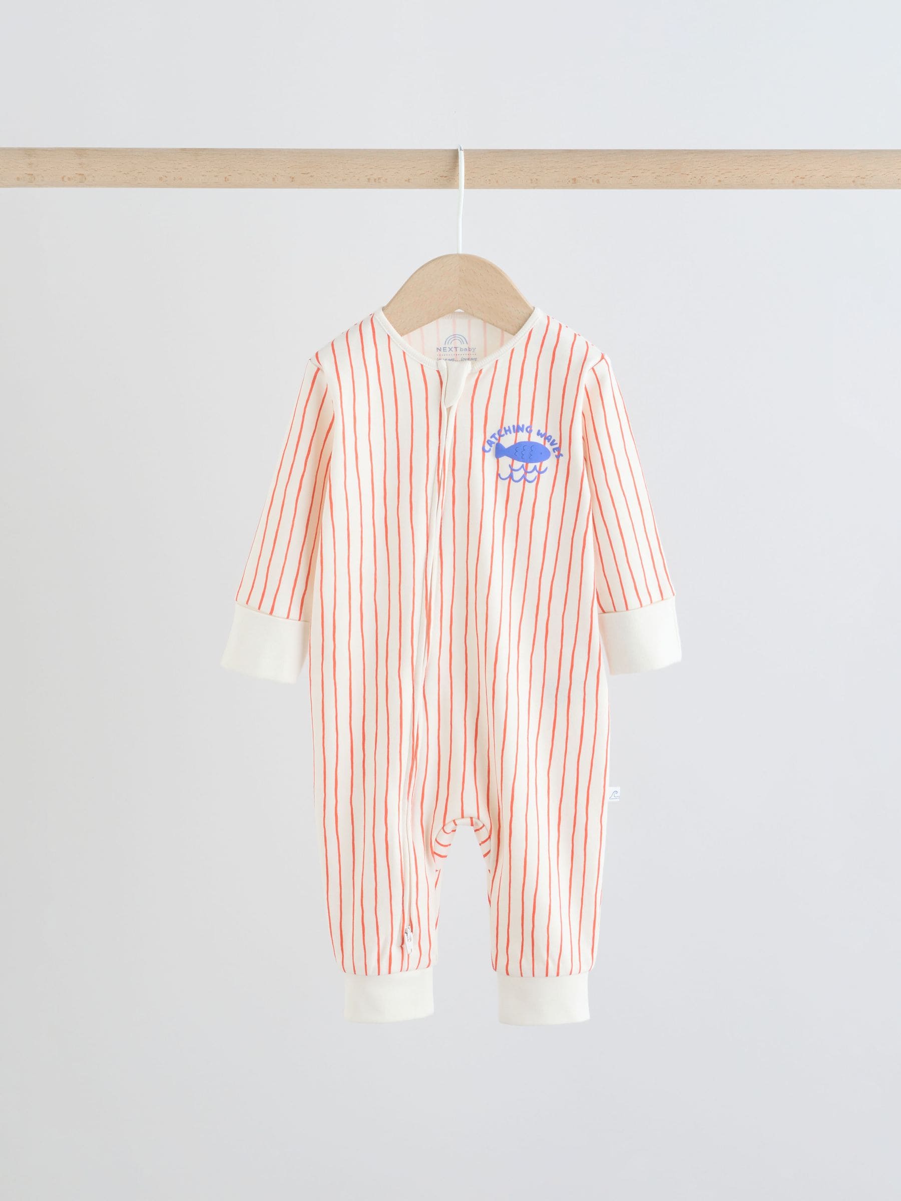 Blue Nautical Two Way Zip Baby Sleepsuits 3 Pack (0mths-3yrs) image 4
