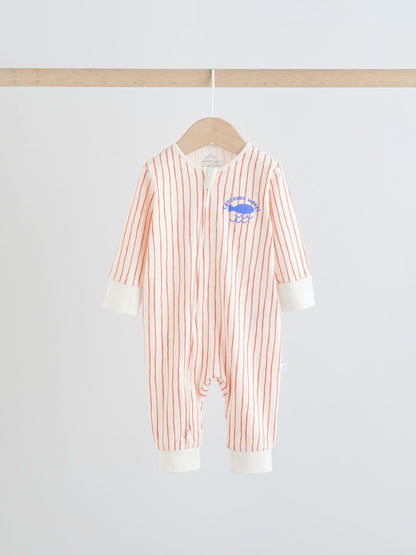 Blue Nautical Two Way Zip Baby Sleepsuits 3 Pack (0mths-3yrs) image 4