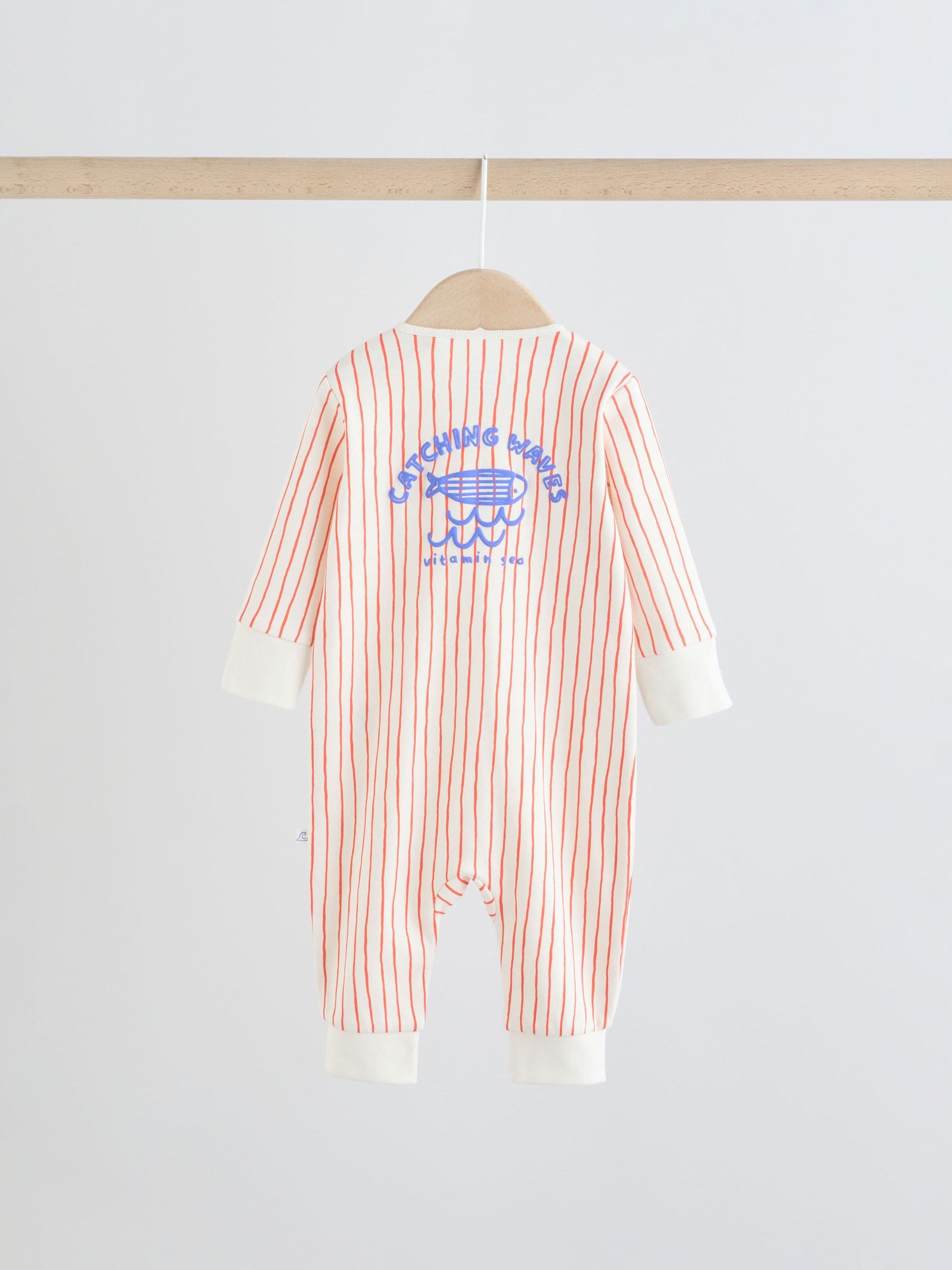 Blue Nautical Two Way Zip Baby Sleepsuits 3 Pack (0mths-3yrs) image 6
