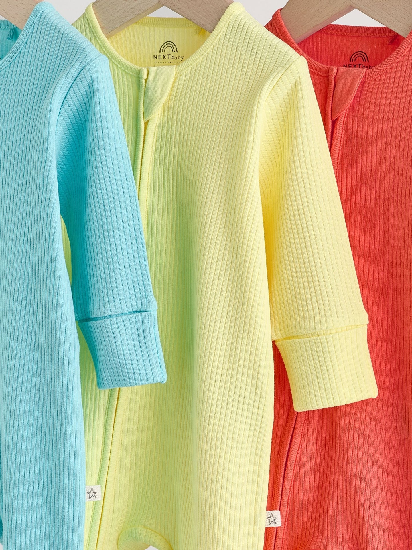 Multi Brights Two Way Zip Baby Sleepsuits 3 Pack (0mths-3yrs) image 8
