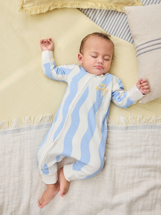 Yellow/Blue Sunshine Two Way Zip Baby Sleepsuits 3 Pack (0mths-3yrs) image 2
