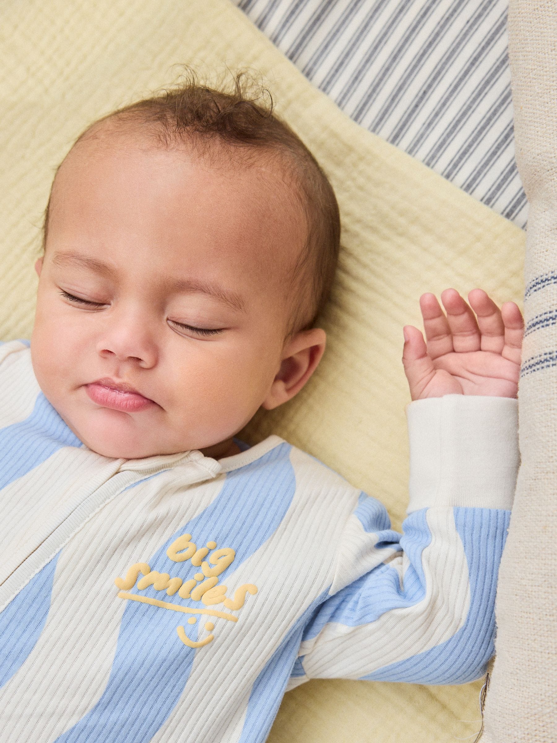 Yellow/Blue Sunshine Two Way Zip Baby Sleepsuits 3 Pack (0mths-3yrs) image 3