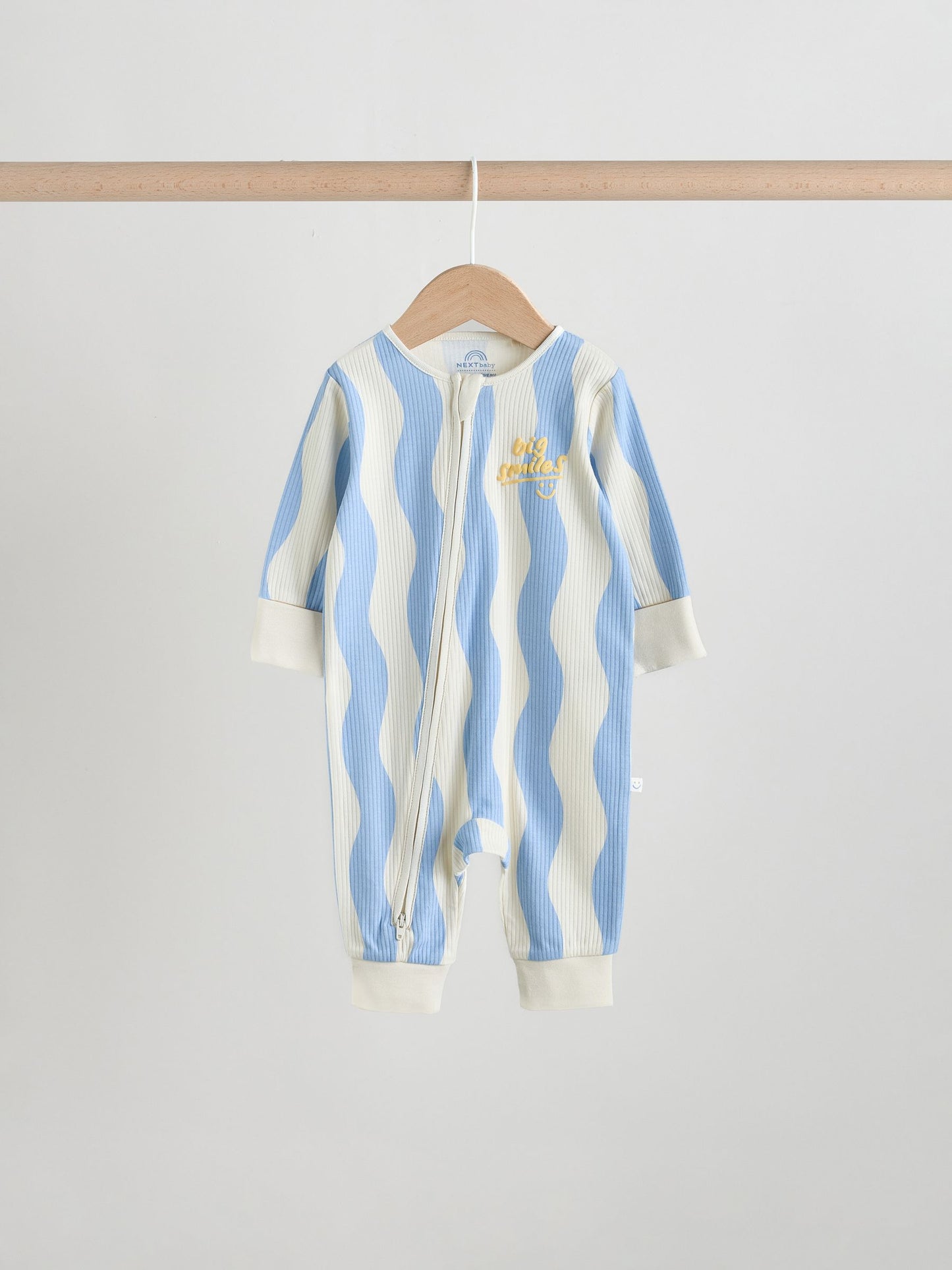 Yellow/Blue Sunshine Two Way Zip Baby Sleepsuits 3 Pack (0mths-3yrs) image 5