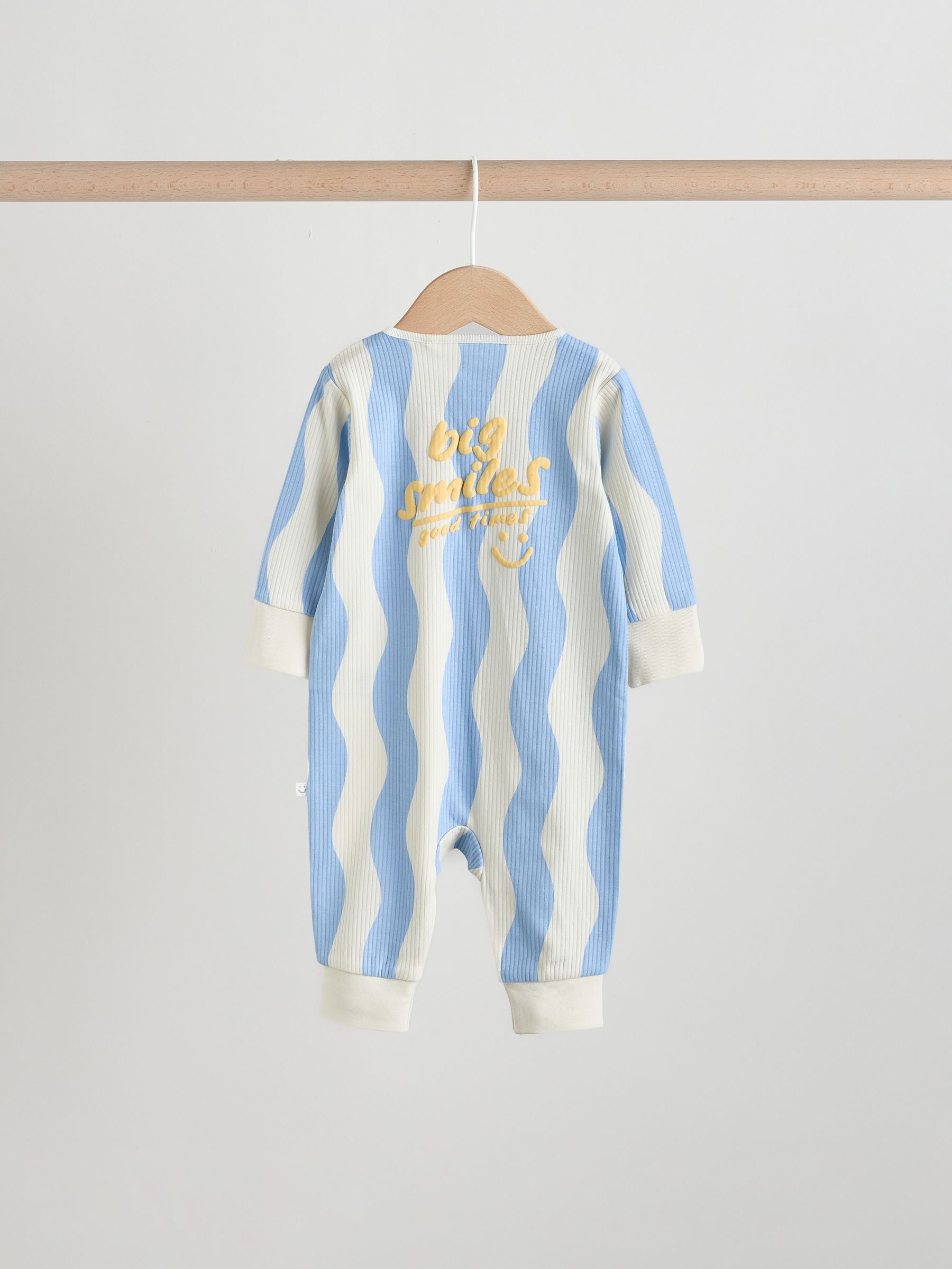 Yellow/Blue Sunshine Two Way Zip Baby Sleepsuits 3 Pack (0mths-3yrs) image 9