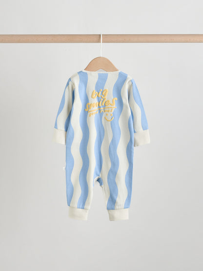 Yellow/Blue Sunshine Two Way Zip Baby Sleepsuits 3 Pack (0mths-3yrs) image 9