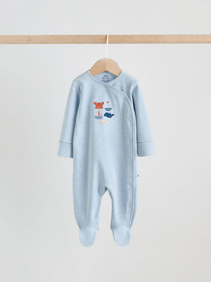 Blue Nautical Baby Sleepsuits 3 Pack (0-2yrs) image 2