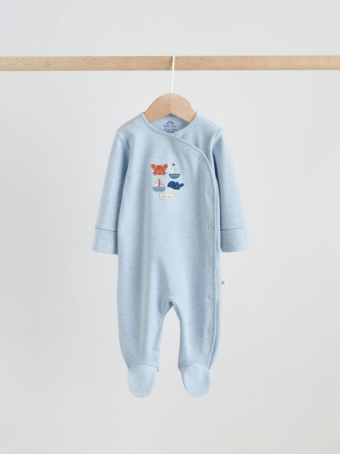 Blue Nautical Baby Sleepsuits 3 Pack (0-2yrs) image 2