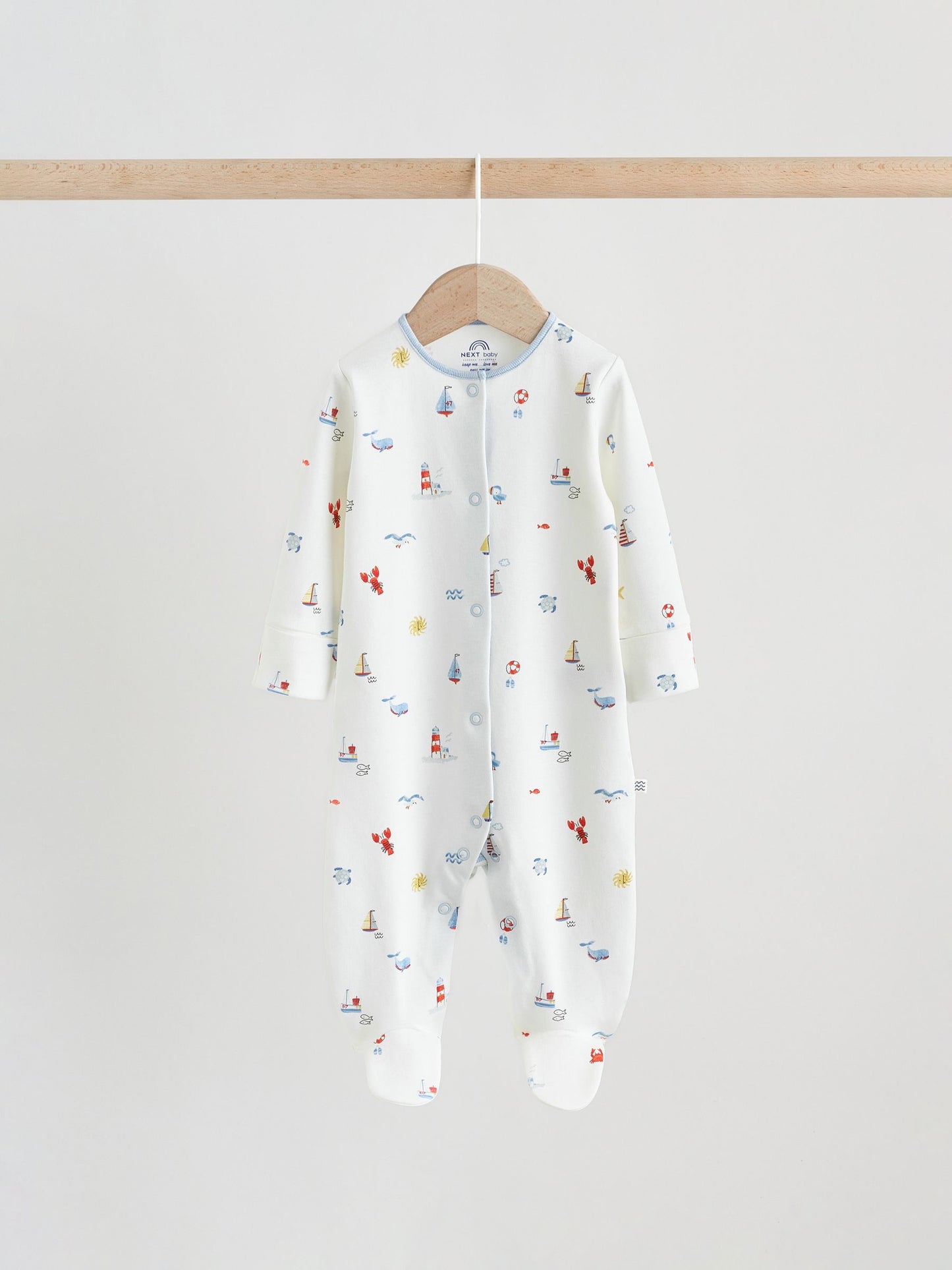 Blue Nautical Baby Sleepsuits 3 Pack (0-2yrs) image 3