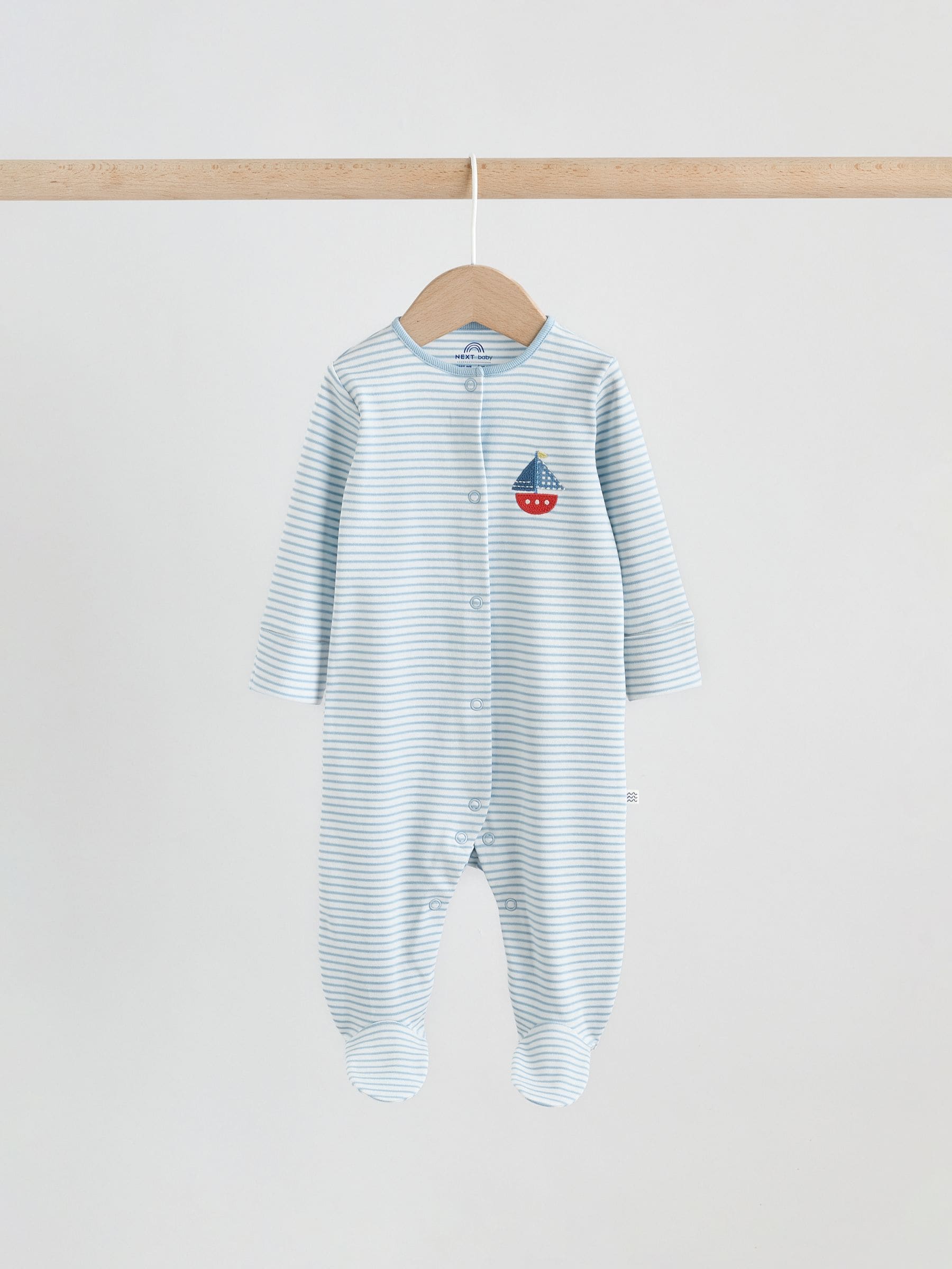 Blue Nautical Baby Sleepsuits 3 Pack (0-2yrs) image 4