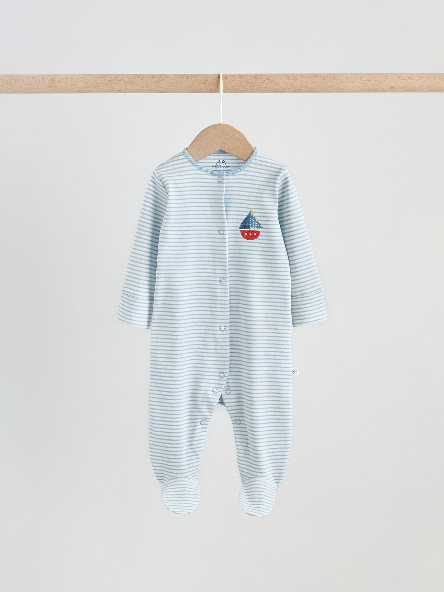 Blue Nautical Baby Sleepsuits 3 Pack (0-2yrs) image 4