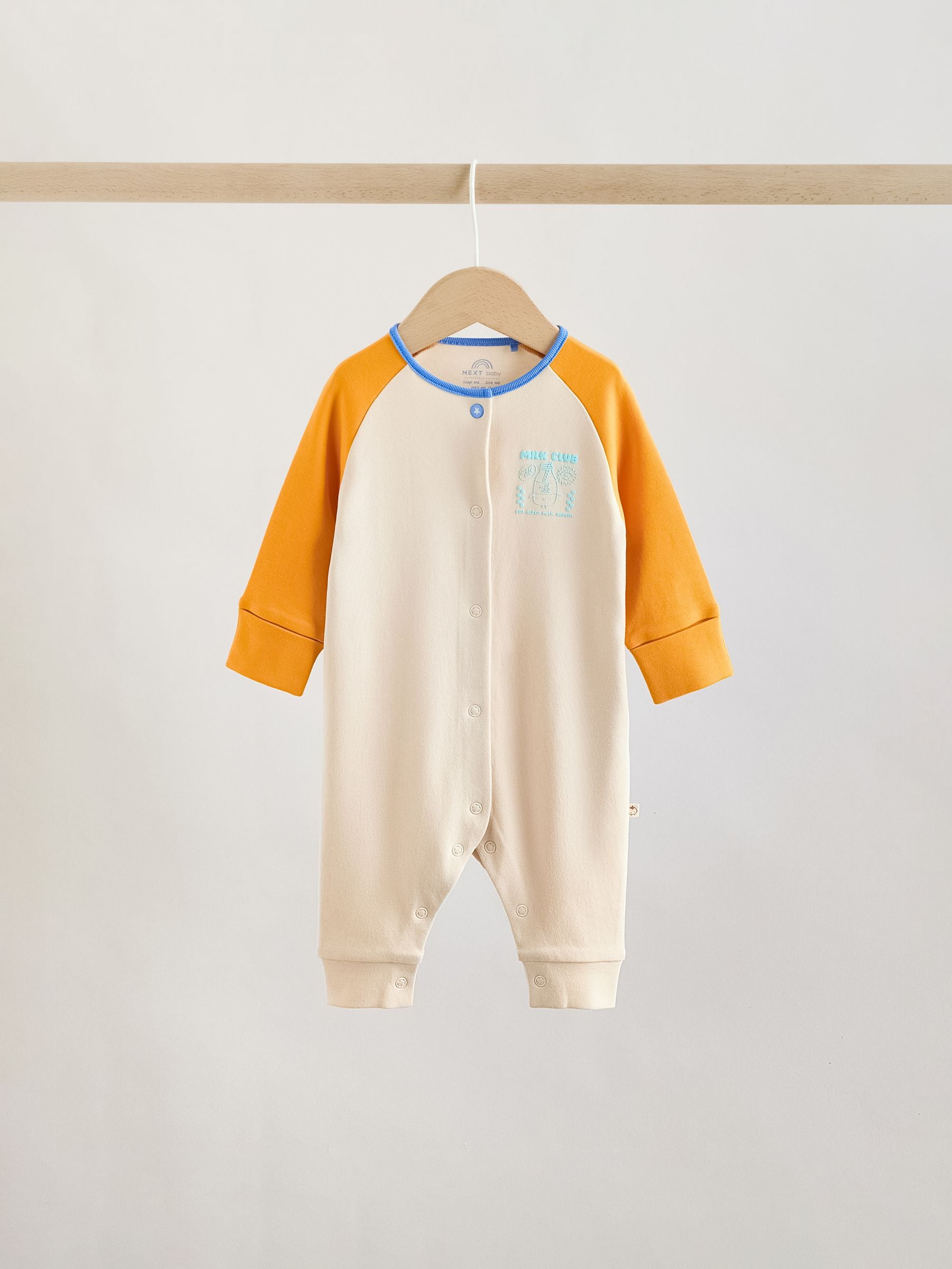 Multi Raglan Baby Sleepsuits 3 Pack (0mths-3yrs) image 3