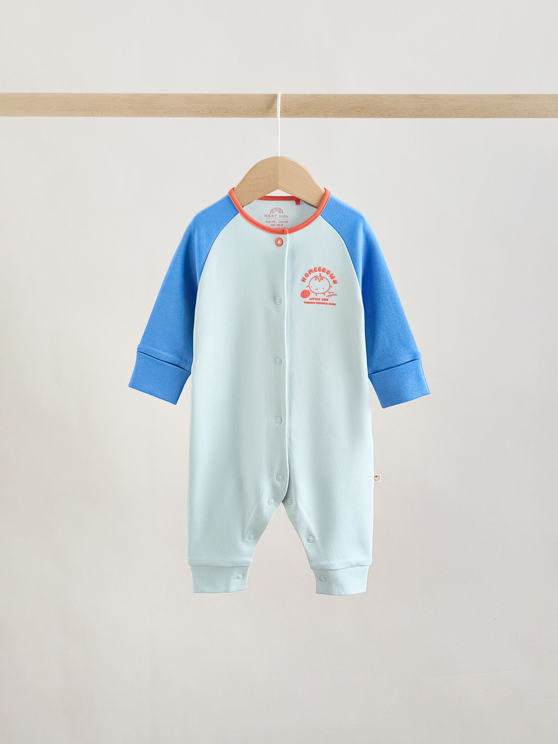 Multi Raglan Baby Sleepsuits 3 Pack (0mths-3yrs) image 4