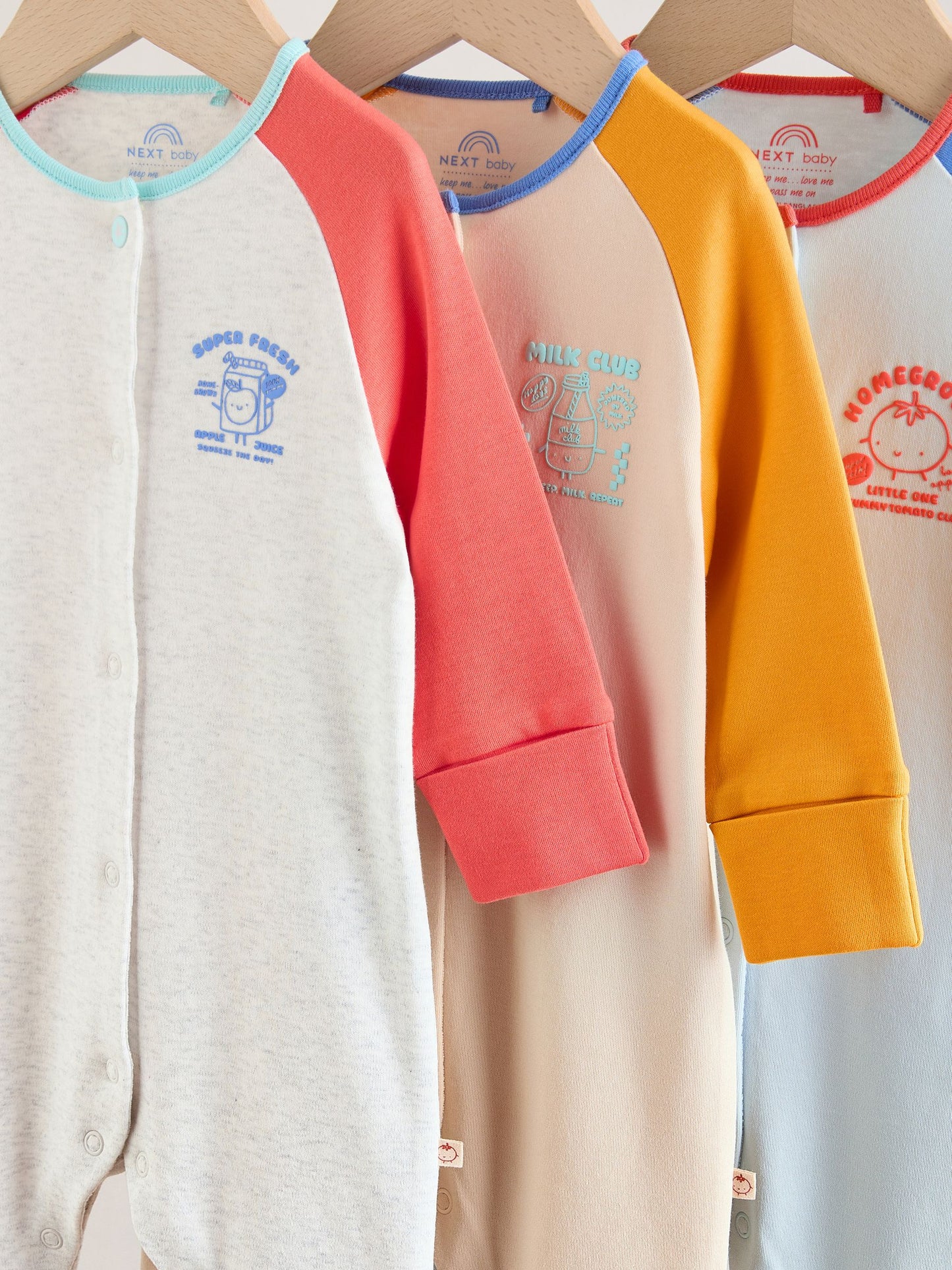 Multi Raglan Baby Sleepsuits 3 Pack (0mths-3yrs) image 9
