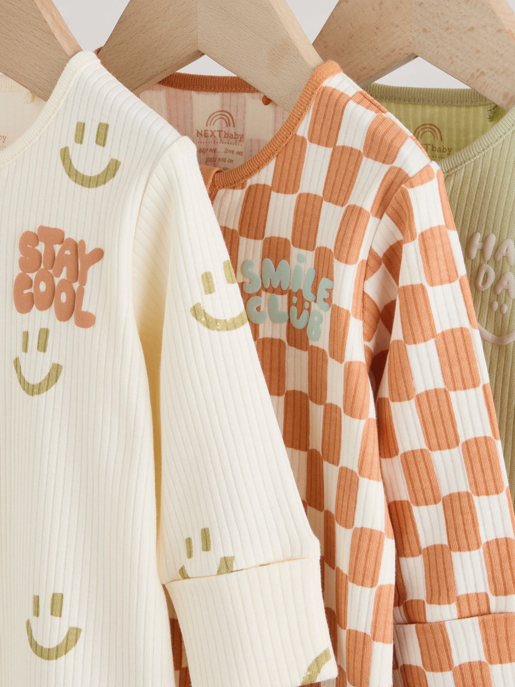 Multi Two Way Zip Baby Sleepsuits 3 Pack (0mths-3yrs) image 9