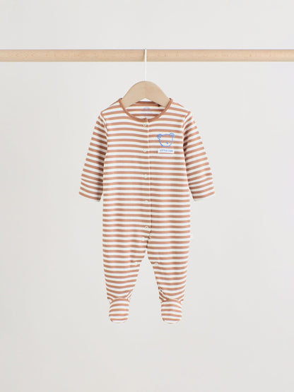 Blue/Ecru Bear Baby Sleepsuits 3 Pack (0-2yrs) image 5