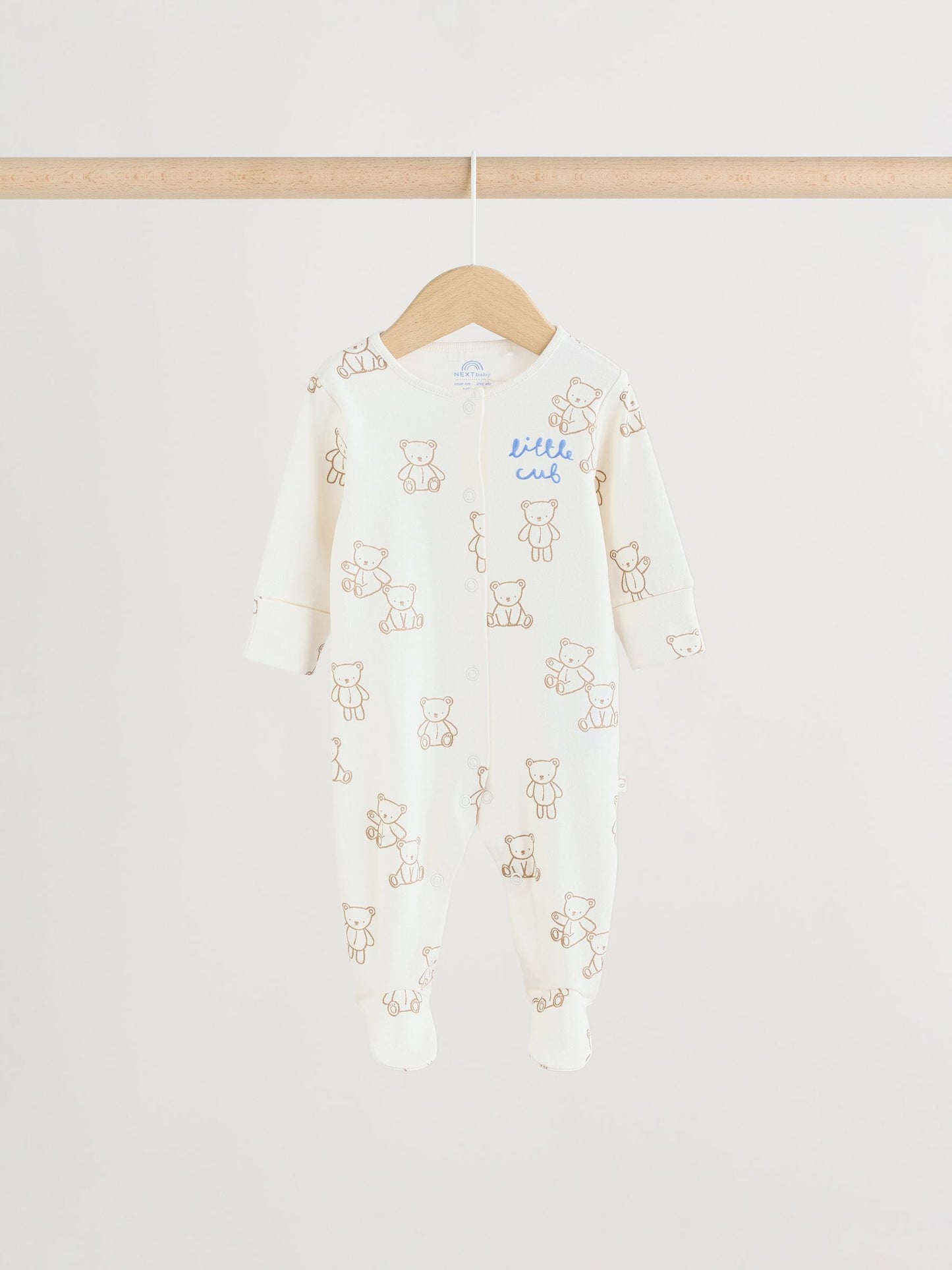 Blue/Ecru Bear Baby Sleepsuits 3 Pack (0-2yrs) image 7