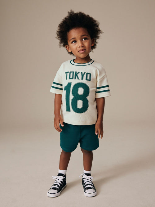 Cream Varsity Short Sleeve Graphic T-Shirt (3mths-7yrs) image 1
