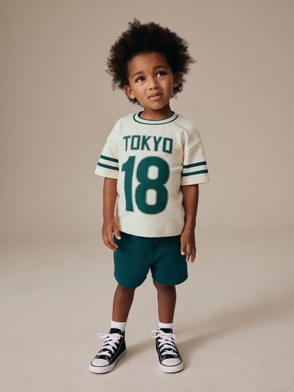 Cream Varsity Short Sleeve Graphic T-Shirt (3mths-7yrs) image 1