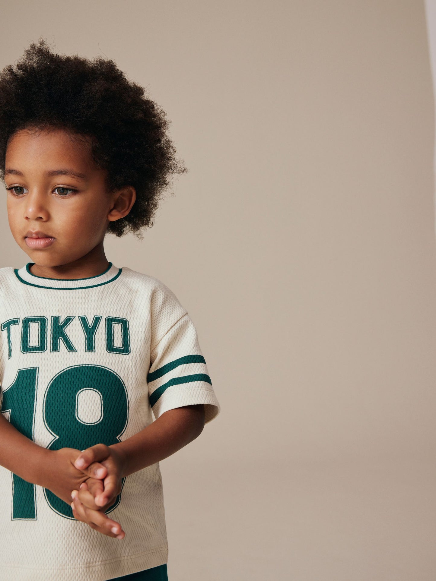 Cream Varsity Short Sleeve Graphic T-Shirt (3mths-7yrs) image 2