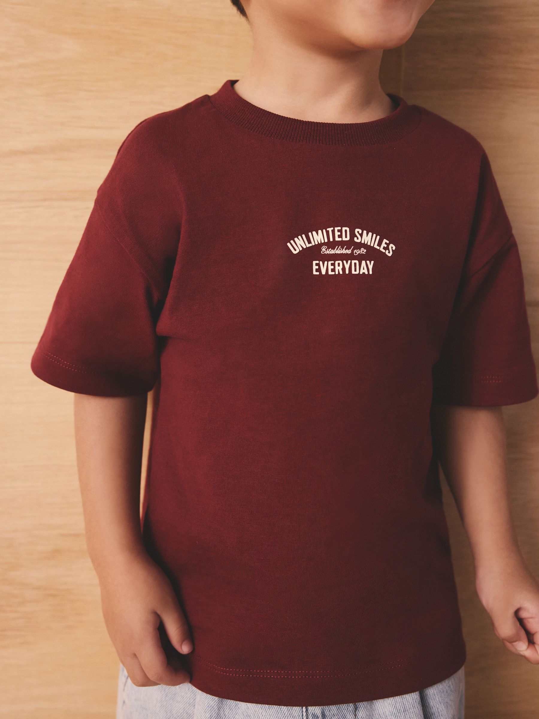 Berry Red Slogan Short Sleeve Back Print T-Shirt (3mths-7yrs) image 3