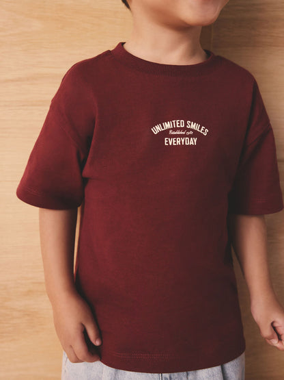 Berry Red Slogan Short Sleeve Back Print T-Shirt (3mths-7yrs) image 3