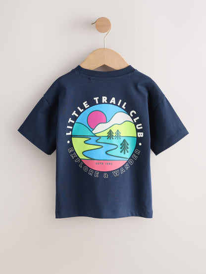Navy Blue Trail Scene Short Sleeve Back Print T-Shirt (3mths-7yrs) image 6