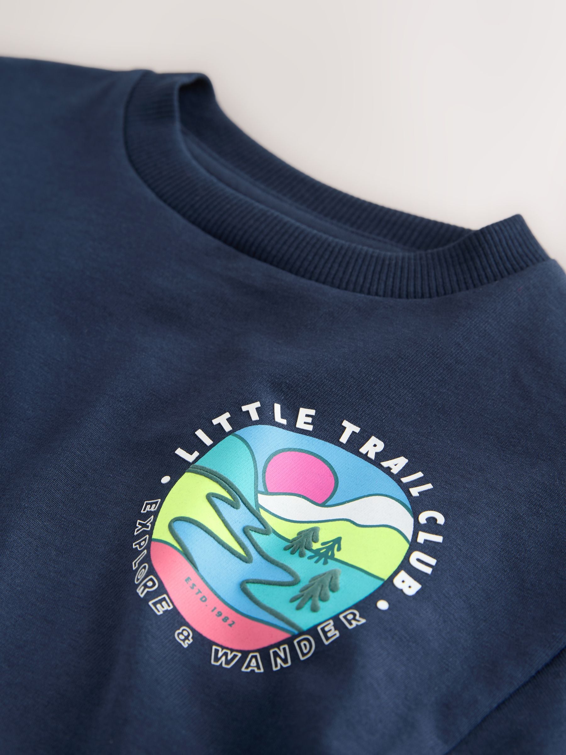 Navy Blue Trail Scene Short Sleeve Back Print T-Shirt (3mths-7yrs) image 7